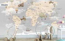 پوستر دیواری کودک نقشه جهان B0256