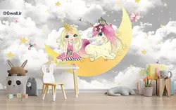 پوستر دیواری اسب تک شاخ و دختر B0405