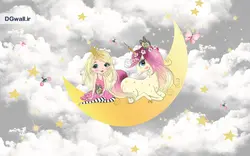 پوستر دیواری اسب تک شاخ و دختر B0405