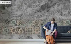 پوستر دیواری پتینه، کاشی کاری و گل های اسلیمی PA0083