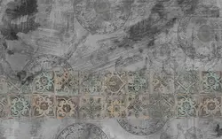 پوستر دیواری پتینه، کاشی کاری و گل های اسلیمی PA0083