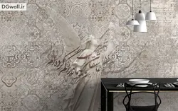 پوستر دیواری شعر نستعلیق، مجسمه فرشته و کاشی کاری W008۴