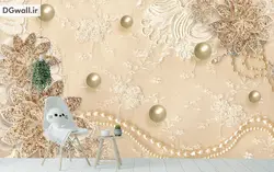 پوستر دیواری سه بعدی گل های منجوق دوزی شده FL0137