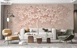 پوستر دیواری سه بعدی درخت سرامیکی صورتی FL0111