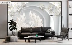 پوستر دیواری سه بعدی قو های سفید FL0274