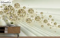 پوستر دیواری سه بعدی عمق دار توپ طلایی 3D0023