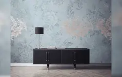 پوستر کاغذ دیواری پتینه و گل سبزآبی PA0030