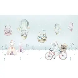 پوستر کاغذ دیواری اتاق کودک خرگوش دوچرخه سوار B0023