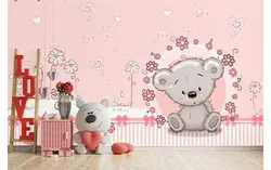 پوستر کاغذ دیواری سه بعدی اتاق کودک خرس مهربون B0016
