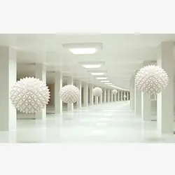 پوستر دیواری سه بعدی عمق دار توپ سفید 3D0004