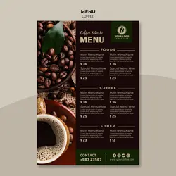 دانلود طرح لایه باز منو کافی شاپ