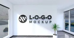 دانلود موکاپ لوگو روی دیوار لایه باز
