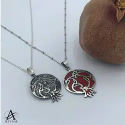 گردنبند نقره طرح دانه دل - گالری جواهرات نقره آتنا