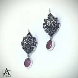 گوشواره نقره طرح باده - گالری جواهرات نقره آتنا