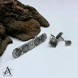 گیره کراوات و دکمه سردست نقره طرح بخشا - گالری جواهرات نقره آتنا