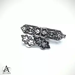 گیره کراوات و دکمه سردست نقره طرح دوران - گالری جواهرات نقره آتنا
