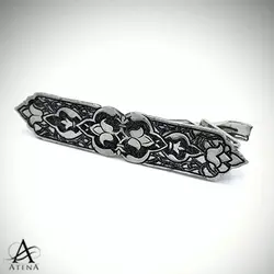گیره کراوات و دکمه سردست نقره طرح دوران - گالری جواهرات نقره آتنا