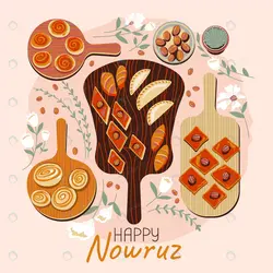وکتور شیرینی و سنجد سفره هفت سین از نمای تاپ - مرجع دانلود فایلهای دیجیتالی