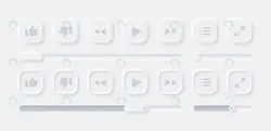 مجموعه دکمه پخش موسیقی و ویدیو سبک نئومورفیسم - مرجع دانلود فایلهای دیجیتالی