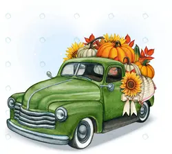 وکتور ماشین با کدو حلوایی - مرجع دانلود فایلهای دیجیتالی