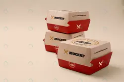 مجموعه موکاپ جعبه همبرگر و مواد غذایی - مرجع دانلود فایلهای دیجیتالی