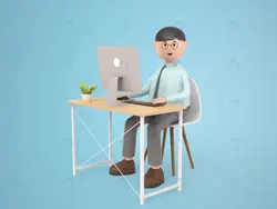 فایل فتوشاپ سه بعدی مرد تپل درحال کار با سیستم - مرجع دانلود فایلهای دیجیتالی