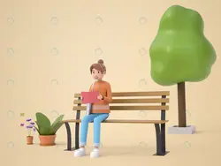 فایل فتوشاپ سه بعدی دختر در پارک - مرجع دانلود فایلهای دیجیتالی