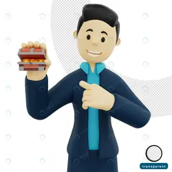 فایل فتوشاپ سه بعدی پسر در حال اشاره به گنج - مرجع دانلود فایلهای دیجیتالی