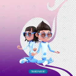 فایل فتوشاپ سه بعدی دختر و پسر در حال تمرین یوگا - مرجع دانلود فایلهای دیجیتالی