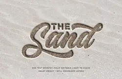 استایل زیبای متنی شن و ماسه ساحلی در تم کرمی جذاب برای فتوشاپ - مرجع دانلود فایلهای دیجیتالی