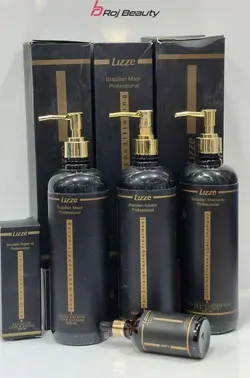 پک کامل کراتین لیز LIzze  برزیل درحجم 2800میلی لیتر  شامپو پروتئین + کراتین+ماسک+روغن آرگان