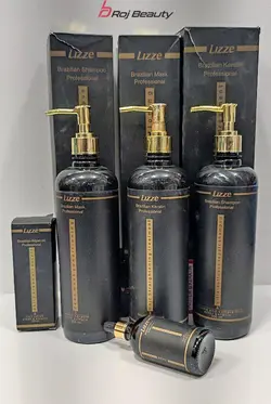 پک کامل کراتین لیز LIzze  برزیل درحجم 2800میلی لیتر  شامپو پروتئین + کراتین+ماسک+روغن آرگان