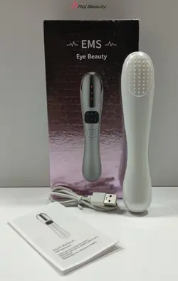 ماساژور چشم گرم EMS ماساژور لرزش میکرو جریان چشم از بین بردن کیسه های دور چشم پف کرده حلقه های تیره دور چشم ضد پیری سفت کننده پوست چشم