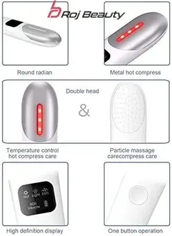 ماساژور چشم گرم EMS ماساژور لرزش میکرو جریان چشم از بین بردن کیسه های دور چشم پف کرده حلقه های تیره دور چشم ضد پیری سفت کننده پوست چشم