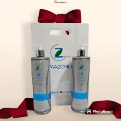 پک شامپو وماسک آمازون لیس برزیلی فری سولفات با عصاره نعنا و سیر و کاکائو درحجم2000میلی لیتر