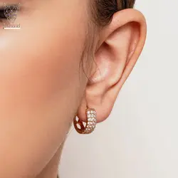 گوشواره حلقه ای تمام الماس ژوپینگ