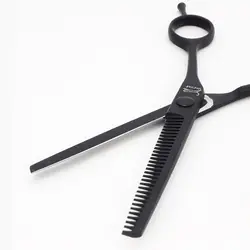 قیچی پیتاژ جگوار رنگ مشکی و هفت رنگ مدل LF-601B به همراه قیچی آرایشگاهی جگوار مدل LF-601