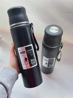 فلاسک سرد و گرم استیل کوهنوردی و طبیعت گردی و مسافرتی یک لیتری همراه با لیوان برند good vacum