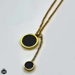 گردنبند زنانه دوپلاکه طلایی مشکی 6098 - فروشگاه ساعت میراکو