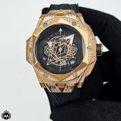 ساعت مردانه هابلوت کهکشانی فول نگین رزگلد Hublot Sang Bleu II 83927 - فروشگاه ساعت میراکو