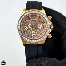 ساعت مردانه رولکس دیتونا بند رابر فول نگین Rolex Daytona 6973 - فروشگاه ساعت میراکو | خرید و قیمت انواع ساعت مچی سوپر کپی و اصلی