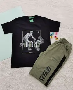 تيشرت شلوارك پسرانه سايز بزرگ دوچرخه سوار