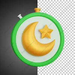 آیکون سه بعدی ساعت هلال ماه و ستاره (روز شمار ماه رمضان) - خدمات گرافیکی