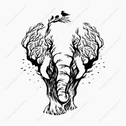 طرح تاتوی فیل و درخت انتزاعی - خدمات گرافیکی