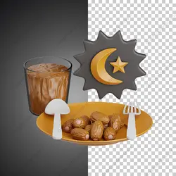 آیکون سه بعدی افطاری (خرما و چای) - خدمات گرافیکی