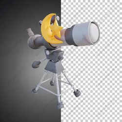 آیکون سه بعدی تلسکوپ برای رصد هلال اول ماه رمضان و عید فطر - خدمات گرافیکی