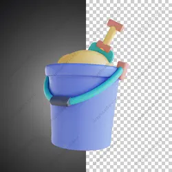 آیکون سه بعدی سطل و بیلچه شن بازی - خدمات گرافیکی