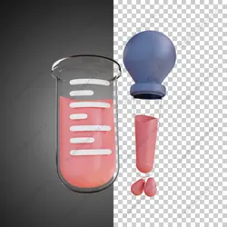 آیکون سه بعدی لوله آزمایشگاهی و قطره چکان - خدمات گرافیکی