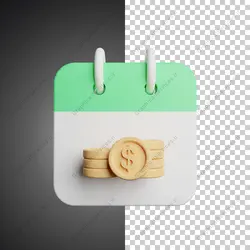 آیکون سه بعدی تقویم رو میزی یادآوری تاریخ چک - خدمات گرافیکی