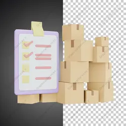 آیکون سه بعدی چک لیست تحویل بسته های ارسالی - خدمات گرافیکی